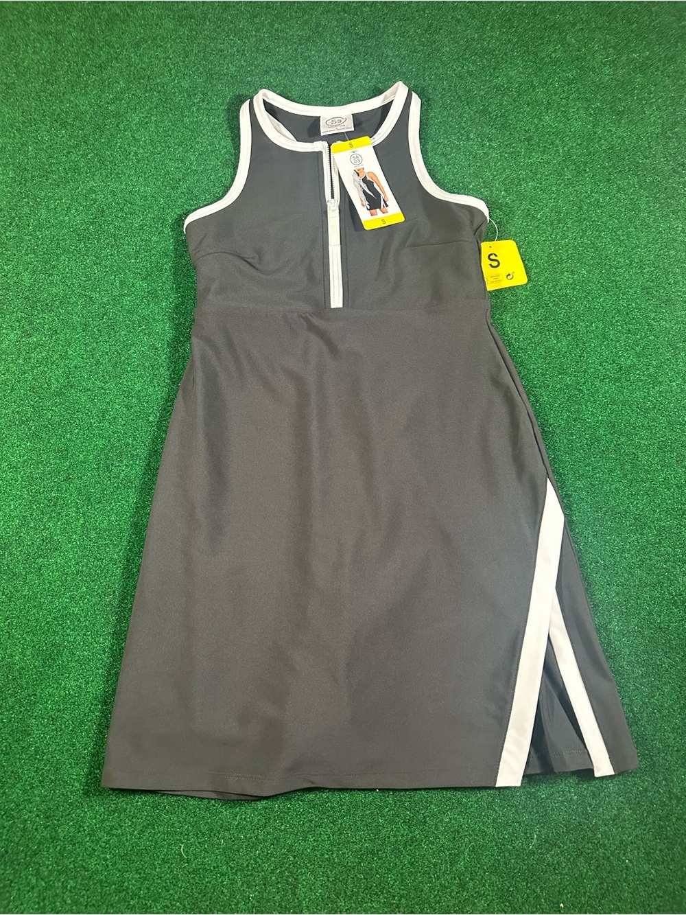 NWT, Women's Black Athletic Tank Dress with White Trim, size small